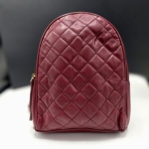 Forever 21 Quilted Faux Leather Mini-Backpack, 8x10x4, zip top closure, b